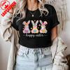 Brushstroke Bunny Easter T Shirt Kawaii Women Short-sleev Tee-shirt Retro Style Streetwear Fashion Casual Cotton Tops Ropa Mujer