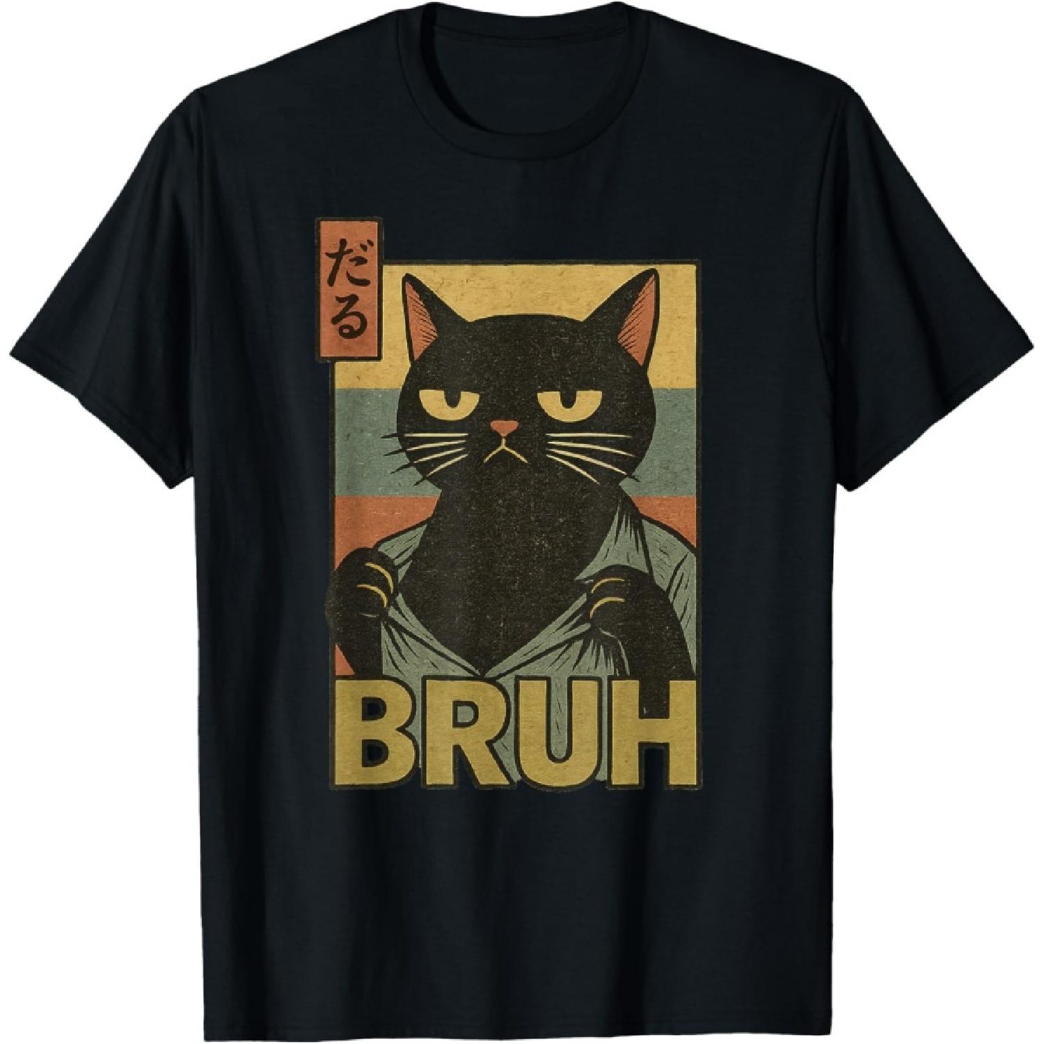 

Funny Cat Bruh Teen Boys Girls Men Women Meme Japanese Anime T-Shirt XXXXXL чорний