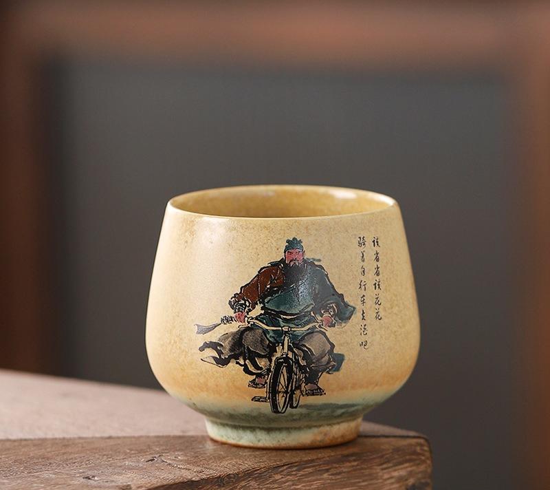 

Kiln change master cup tea cup merchandise Wusheng Guan Yu meditation cup household coarse pottery single cup tea cup 200ml