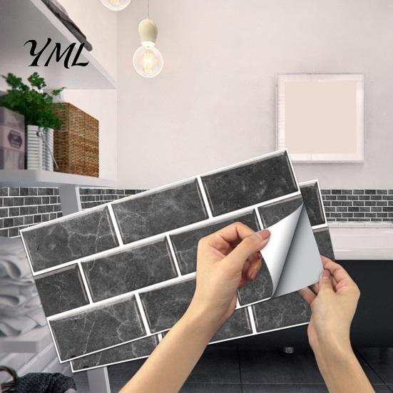 Modern Industrial Wall Decor 6Pcs Vintage Faux Stone Self?Adhesive Tiles, Waterproof Oil?Proof Backsplash Stain-resistant Covering Sticker, Peel &