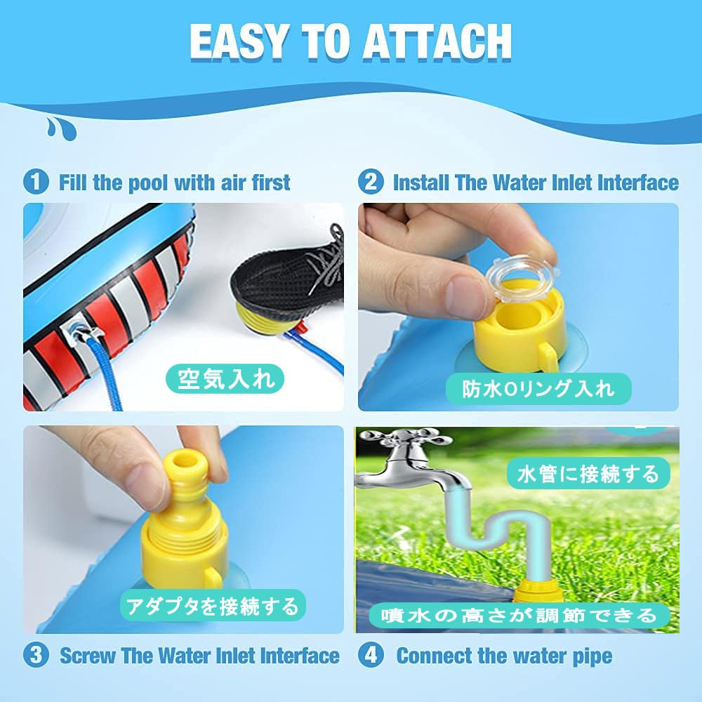 SVNVIOZ Large Fountain Pool for Kids, 180cm Wide X 96cm Deep, Play Mat, Water Play, Vinyl Pool, Fountain Toy, Portable, Summer Days, Lawn Play,