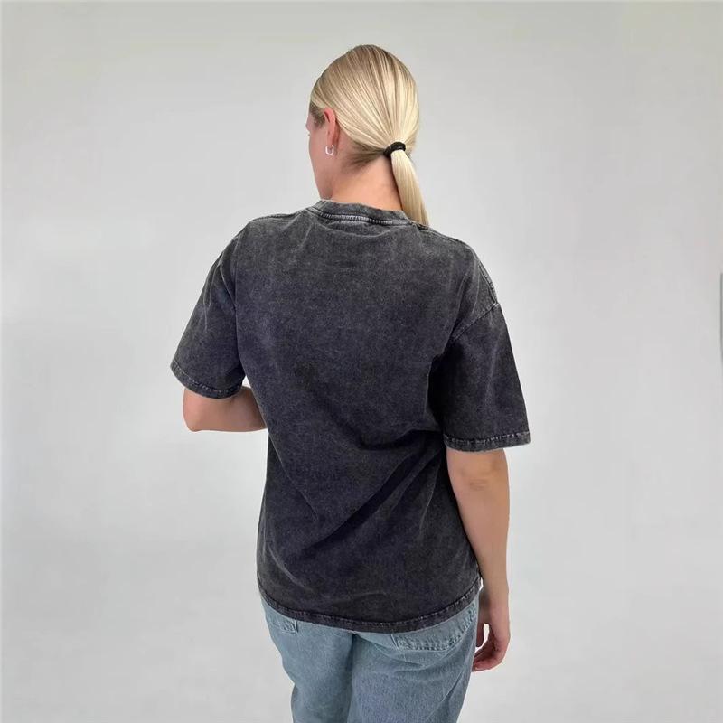 Retro Black Cotton Short Sleeve T-Shirt