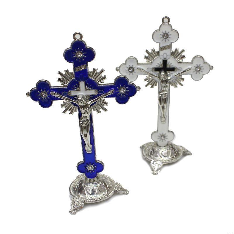 Plum Blossom Metal for Cross Jesus Christ Bitterness Church Sacred Statue Ornaments Office Household Religious Goods X3UC