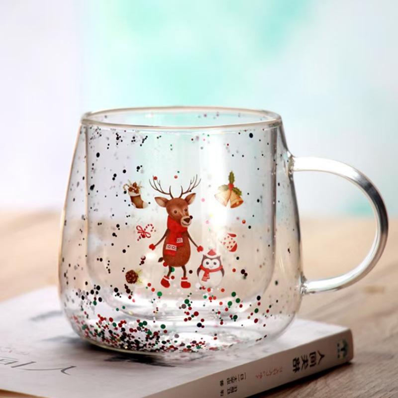 1 PC Double Wall Glass Cup 350ml /10 OZ Christmas Bubble Espresso Cup Coffee Mugs Dual Layered Glass Cups
