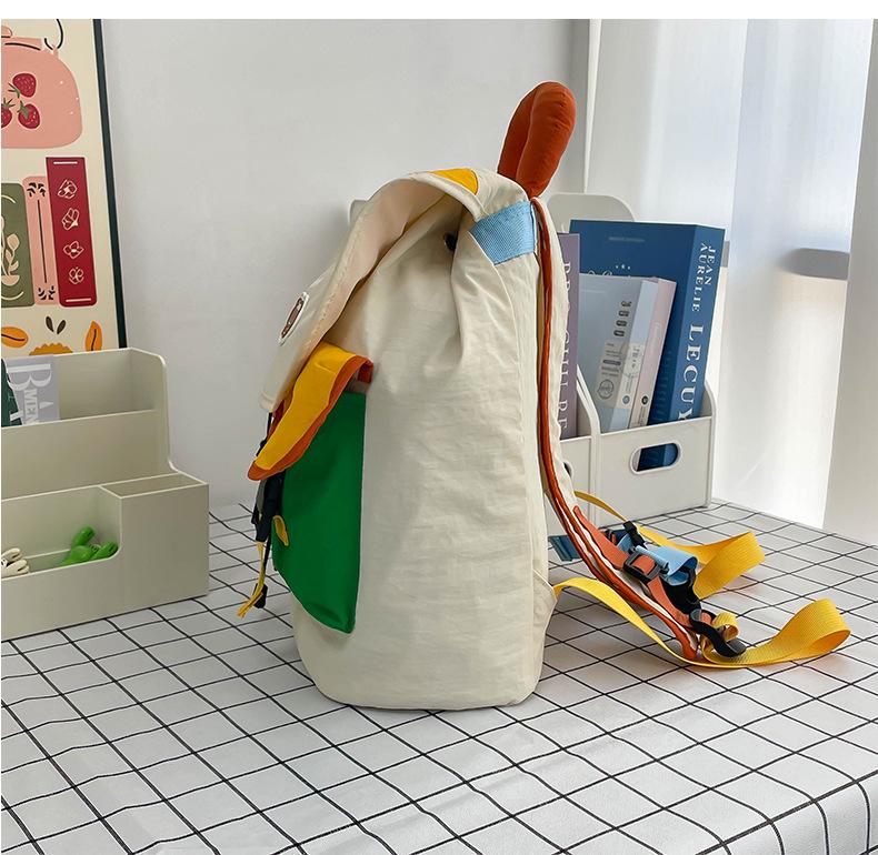 Colorblock Rucksack - Damen Doppel-Schultertasche für Studenten, Trendig und Geräumig für Schule und Hochschule