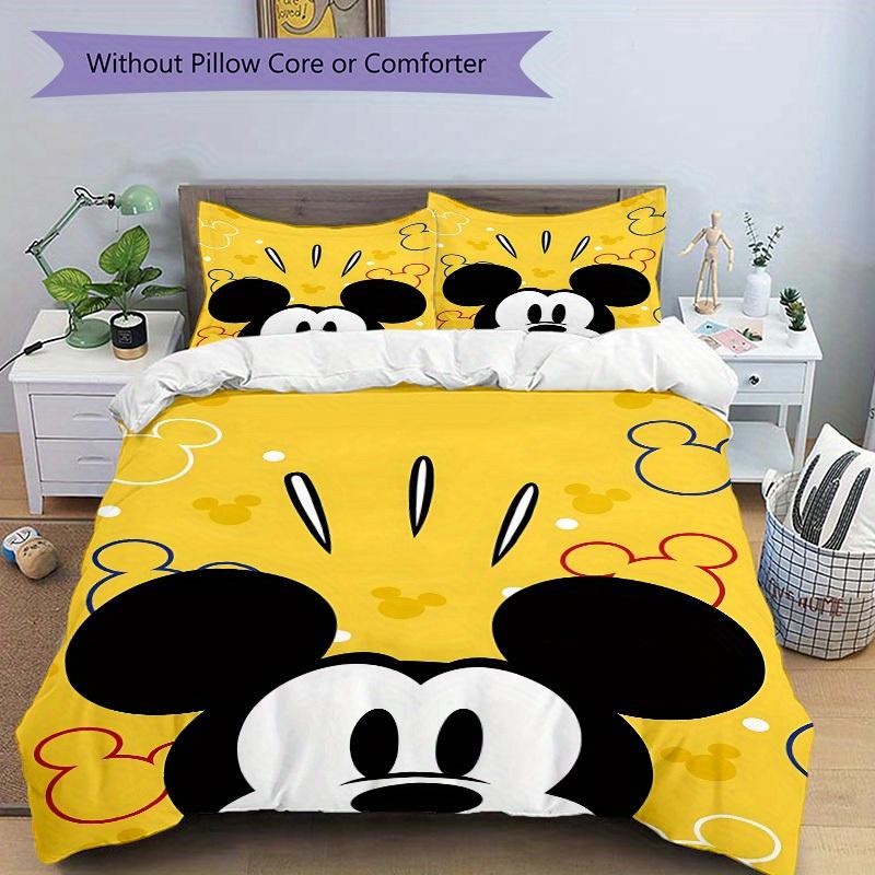 3pcs Mickey Mouse Printed Bedding Set, Breathable And Soft, Machine Washable, Christmas Gift, Suitable for Bedroom Decoration, 083