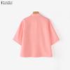 ZANZEA Women Turn Down Cillar Summer Casual Short Sleeve Print Blouse