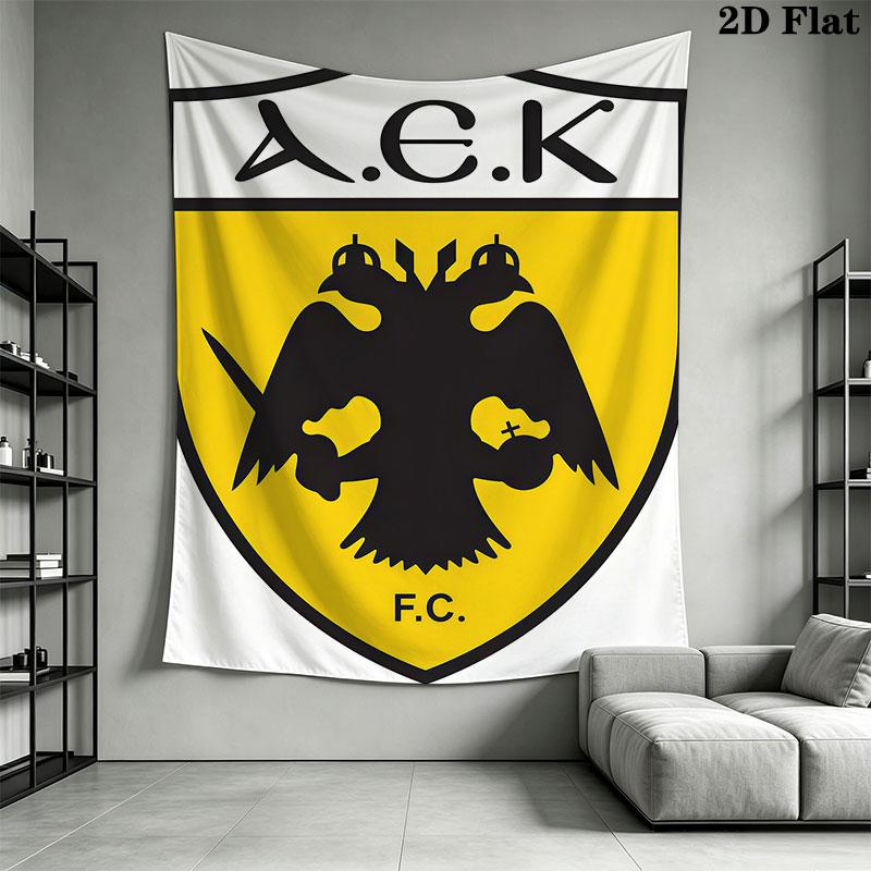 AEK Athens F.C logo Wall Hanging Printed Fabric Blanket Decorative Tapestries for Bedroom Living Room Home Decor