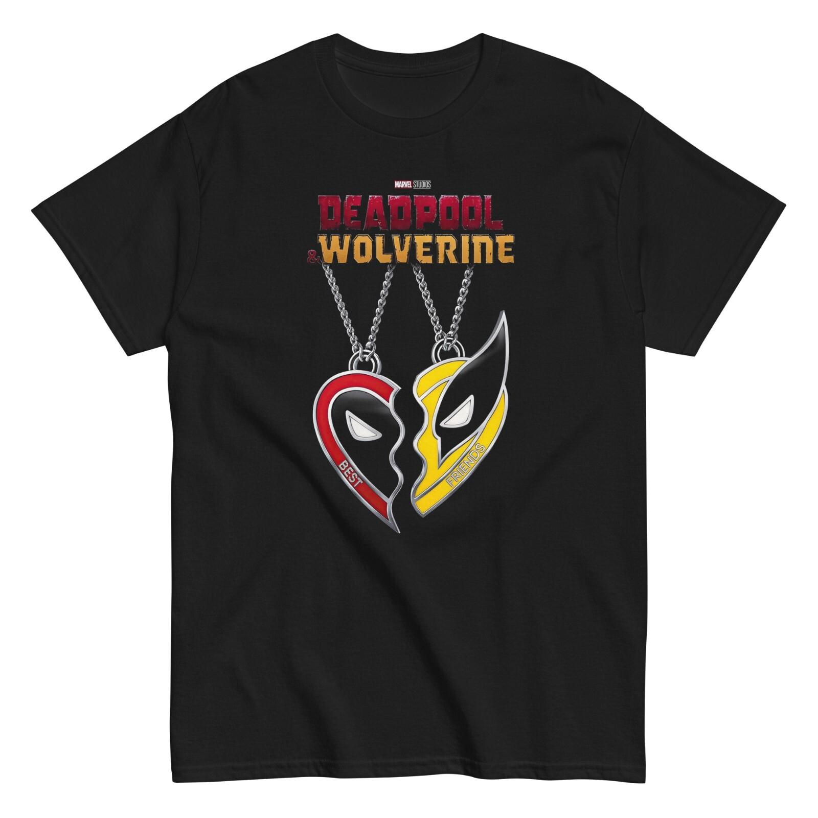 Deadpool Wolverine Heart Chains T Shirt Mens Marvel X-Men Movie New Black L