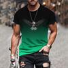 Eagle wing pattern men's T-shirt color gradient 3D printed T-shirt casual short sleeved round neck top street sports T-shirt