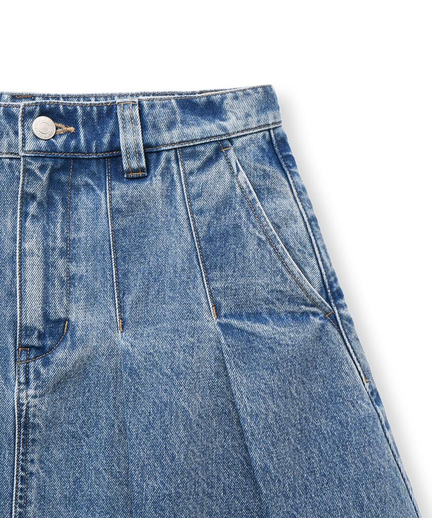 Yale Denim Pleated Skirt_Light Blue