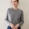 Ribbed Cashmere Round Neck Women's Short Pullover Sweater - Solid Color Loose Knit Top