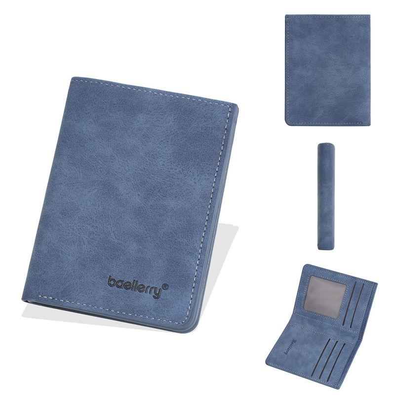 Baellerry Men Short Wallets Casual PU Leather Bifold Card Holder Vintage Design Mini Purse