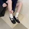 Thick heel light mouth Mary Jane shoes square head French flat-soled single shoes autumn new casual soft-soled shoes grandma shoes