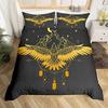 Geometric Eagle Duvet Cover Sets Full Size,Gold Starry Galaxy Bedding Set 3pcs,Abstract Mountain View Nature Animals Quilt Cove