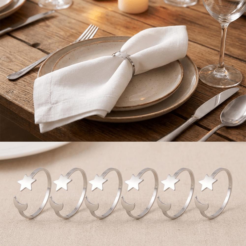 6PCS Modern Moon Napkin Rings Minimalist Table Napkin Holder Party Supplies Serviette Ring  Wedding