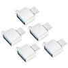 5Pcs TypeC Male to USB2.0 OTG Adapter Portable Data Converter Computer Accessory(Silver )