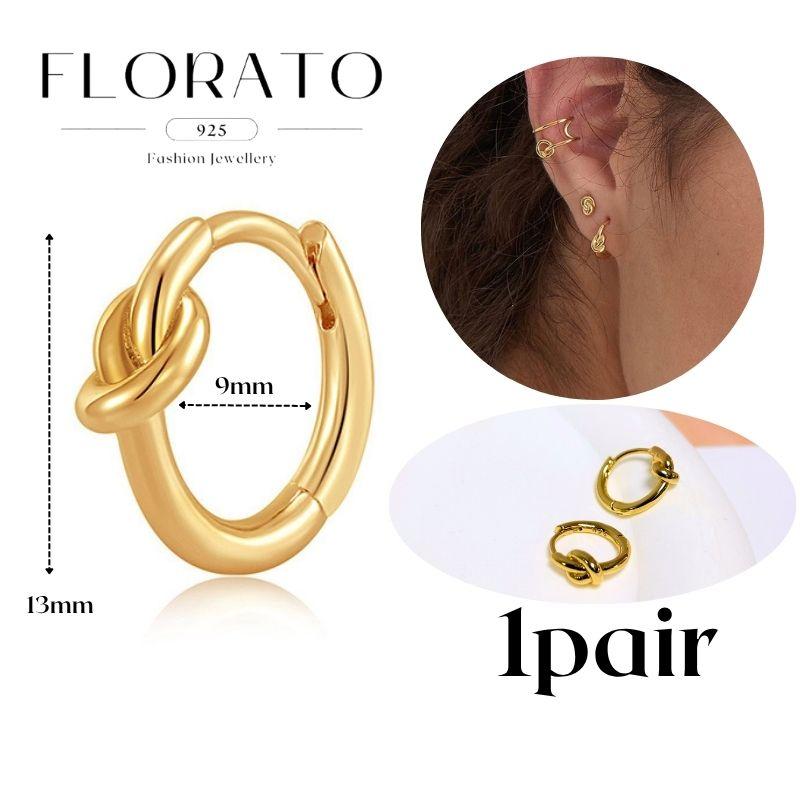 Perforation 925 Silver Ear Needle Minimalist Hoop Earrings Metallic Gold Earrings For Women CZ Fashion Jewelry