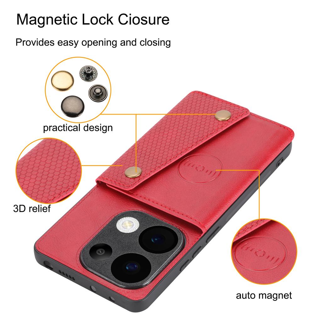 For Xiaomi Redmi Note 13 Pro 4G/Poco M6 Pro 4G Case with Card Slots Kickstand Leather+TPU Phone Cover