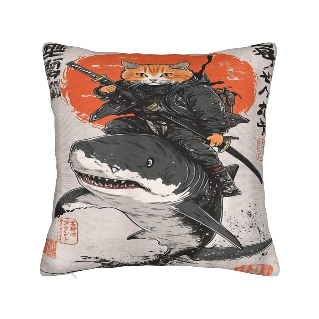 Ukiyo-E Art Japanese Cat Riding Pillow Case Print Pillow Cover For Living Room Sofa Kawaii Pillowcases