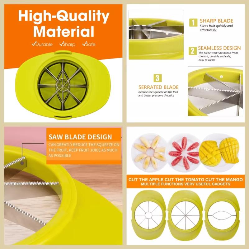 3-In-1 Multifunctional Fruit And Vegetable Slicer, Household Stainless Steel Fruit And Vegetable Separation Cutter, Kitchen Tool