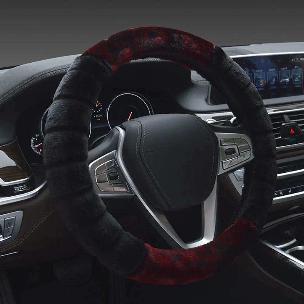 

1 шт. Універсальний зимовий суперм який плюшевий чохол на кермо автомобіля, тепле штучне хутро, накладка на кермо 37/38 см чорний