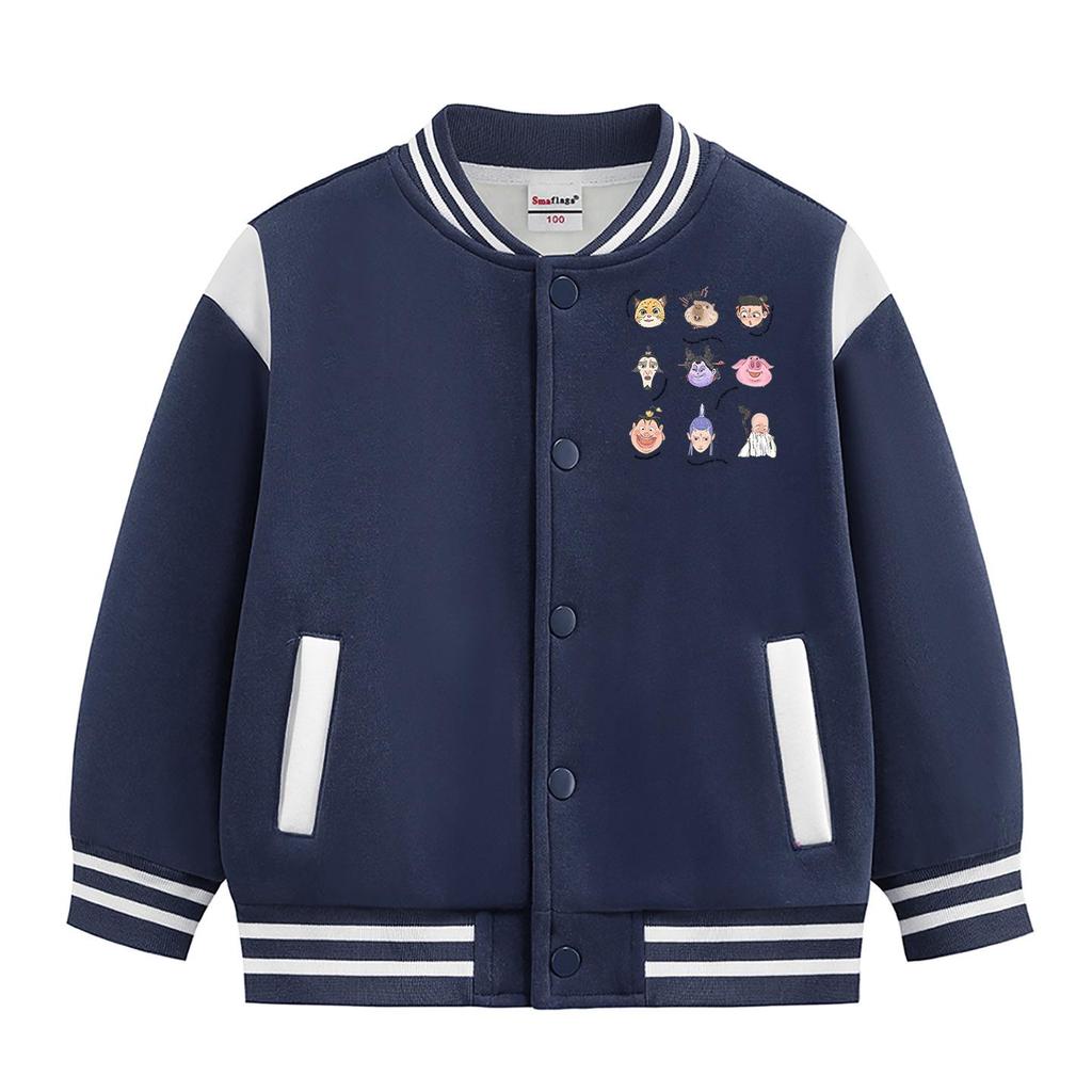Autumn 2026 Kids' Thickened Velvet Baseball Jacket.