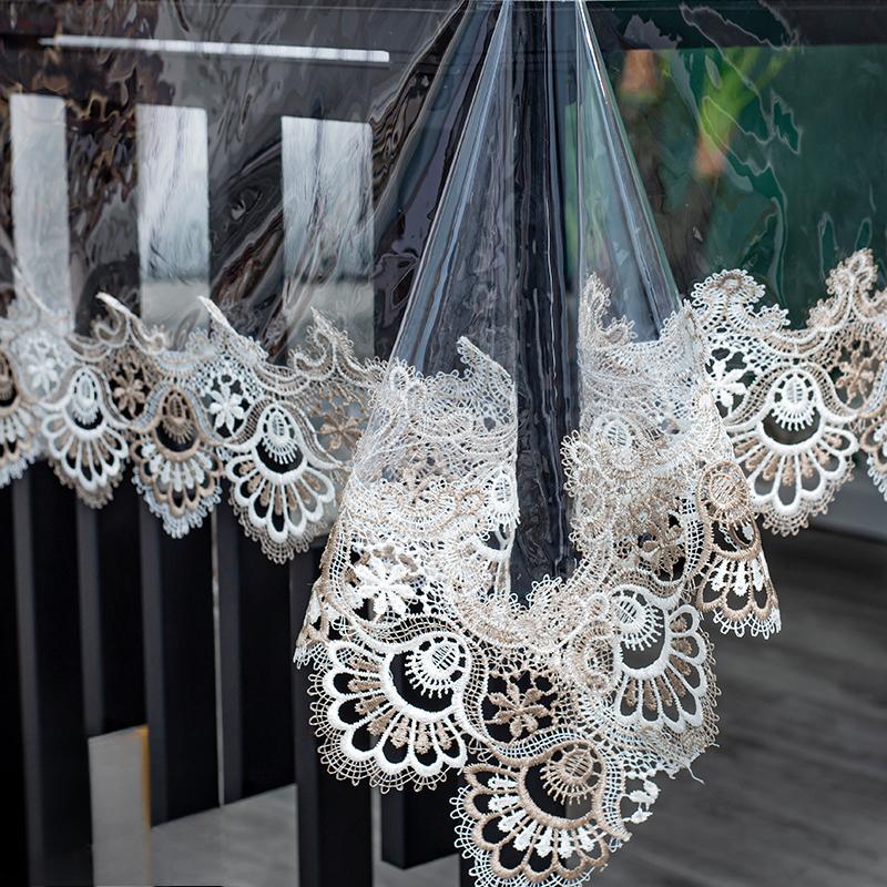 Lace Embroidered PVC Tablecloth Waterproof Oil-proof Rectangle Table Cloth Clear Transparent Dining Tables Cover Party Decor