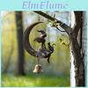 Moon Black Witch Cat Wind Chime Halloween Hanging Wind Bell Ornament With Moon And Cat For Outside Patio Lawn Yard Pathway Garden Porch Decor