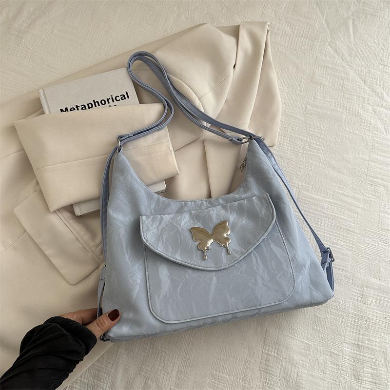 

Модная женская сумка через плечо в форме бабочки большой вместимости, новая повседневная сумка на весну и лето 2025 года, универсальная сумка-тоут синий