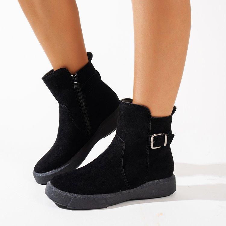 Side Zipper Foreign Trade Platform Short Boots Women's Spot Large Size Retro Belt Buckle Martin Boots 2025 Autumn New