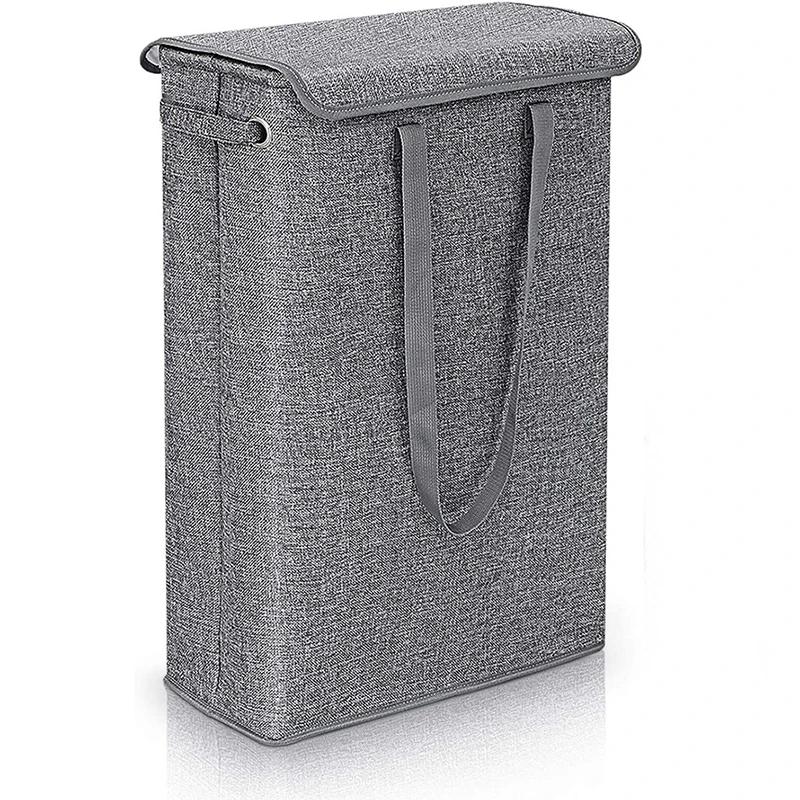 45L Thin Laundry Basket with Cover, Narrow Hand, Fine Hand, Dirty Laundry Basket, Bedroom, Kindergarten, Whole Basket Storage Ba