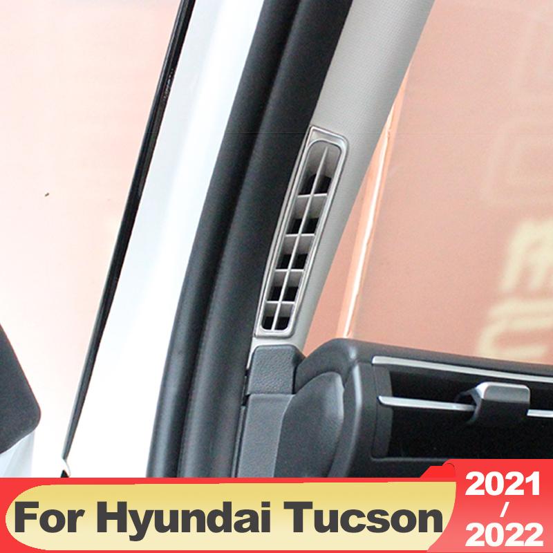 Per Hyundai Tucson NX4 2022 2023 Acciaio inossidabile Auto Uscita aria condizionata anteriore Copertura decorativa Cornice A Colonna Accessori