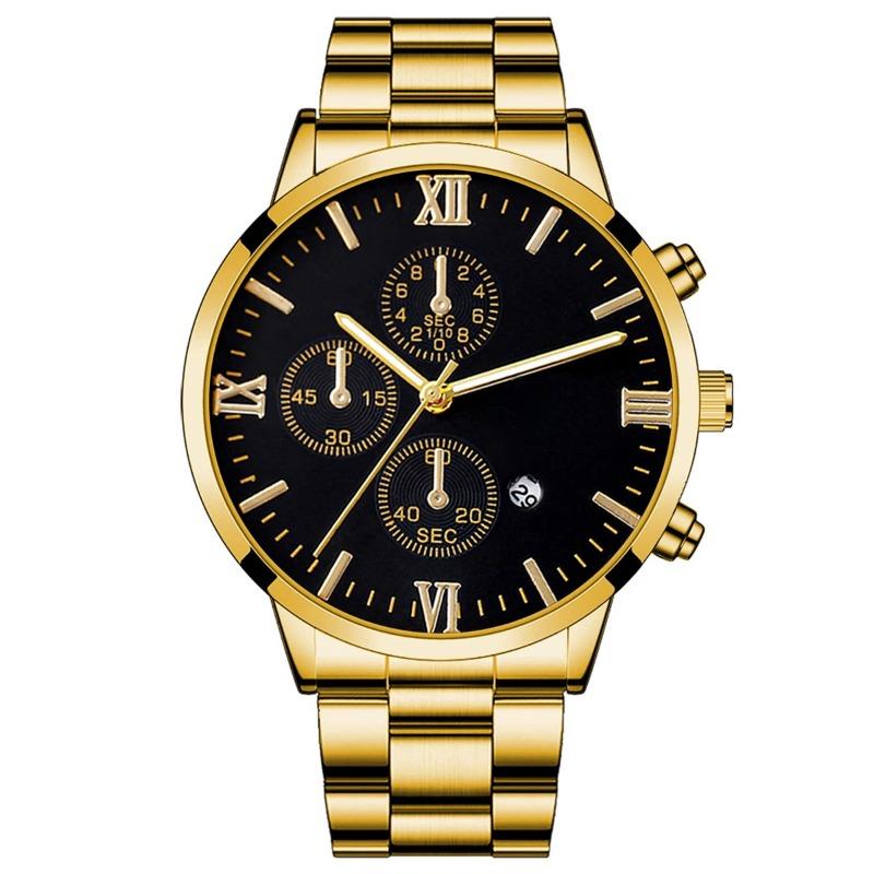 

Мужские кварцевые часы из золотого сплава Roman с календарем