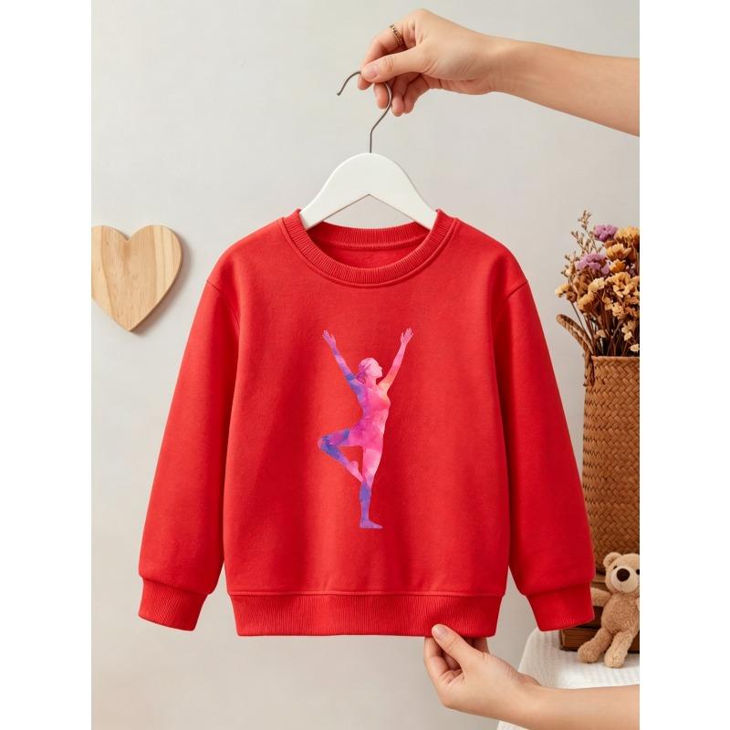 Kids Unisex Crewneck Sweatshirt, Watercolor Pink Purple Gradient Yoga Tree Pose Silhouette Print Black Soft Fleece Pullover