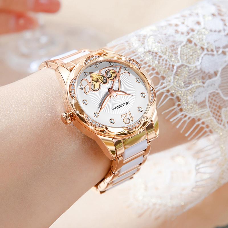 Montres pour femmes au design élégant Montres mécaniques automatiques pour femmes de luxe de marque supérieure en céramique