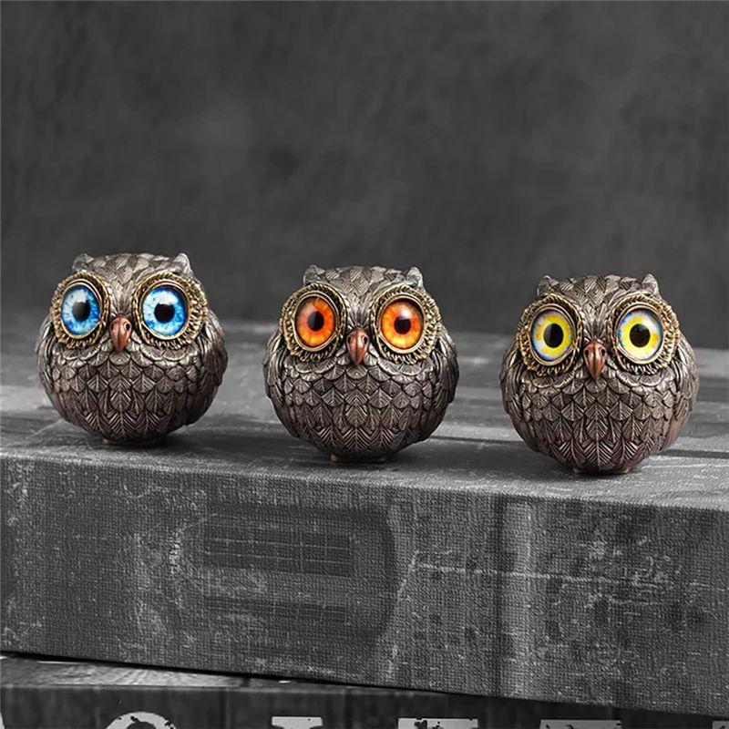 AEE2-Lucky Owl Guardian Owl Statue, Mini Owl Statue Bird Ornament Home Decor, Gift For Owl Lovers
