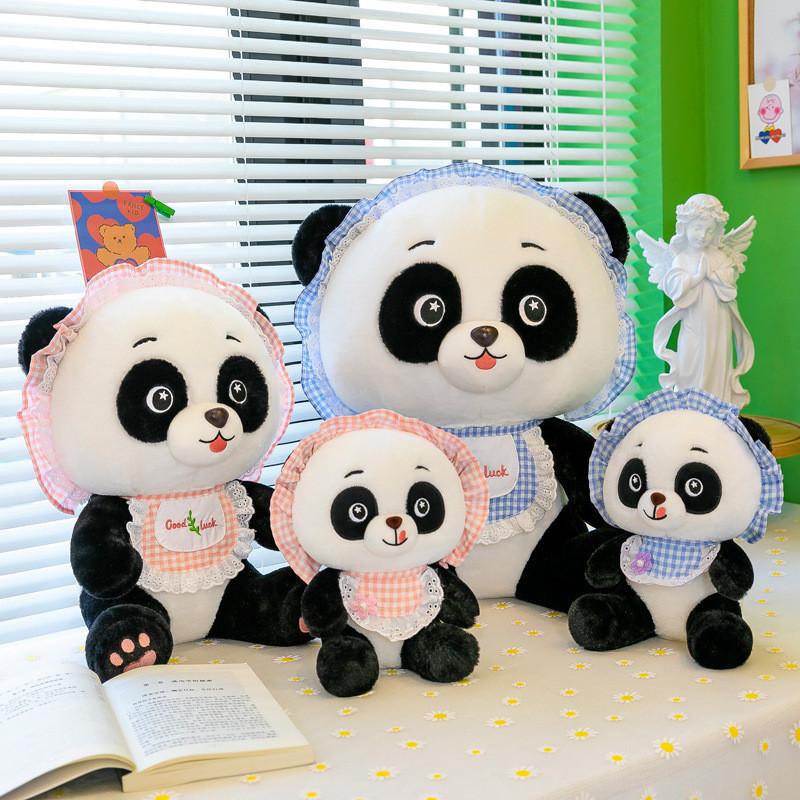 Adorable Cartoon Panda Plush Doll Soft Stuffed Toy Cute Plushie In Pink And Blue