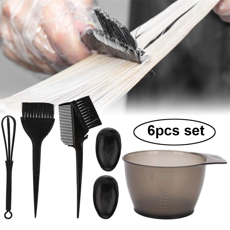 BEPAN 6 Stück/Set Professionelles Haarfärbe-Kit Haarfärbemittel Werkzeuge Friseur Styling Zubehör Mit Haarfärbe Farbmischer Färbepinsel Schale