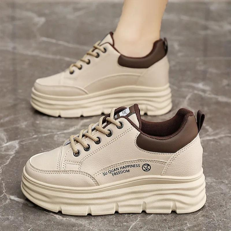 Women Shoes Trend Woman Chunky Sneakers Korea Hidden Increase Thickess Platform Shoes Outdoor Breathable Comfortable Casual Shoe
