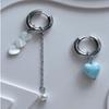 Vintage Personality Punk Heart Shape Tassel Stud Earrings Fashionable Charm Long Style Asymmetric Earring Jewerly Accessories