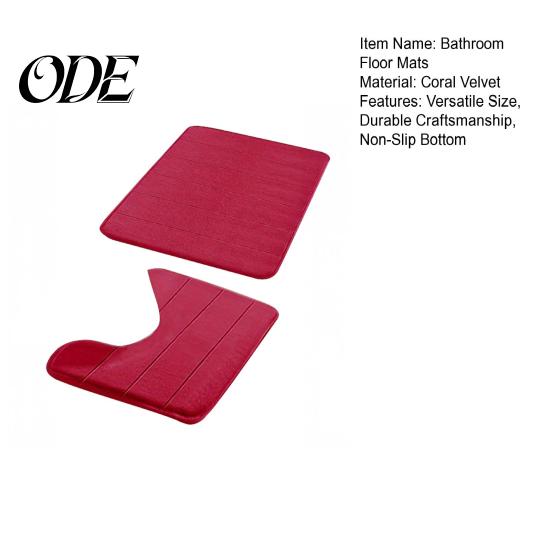 Coral Velvet Bath Mat 2Pcs/Set Bathroom Floor Non-Slip Bottom 40x60cm Durable 40x50cm U-Shaped Square Pad Absorbent Rug