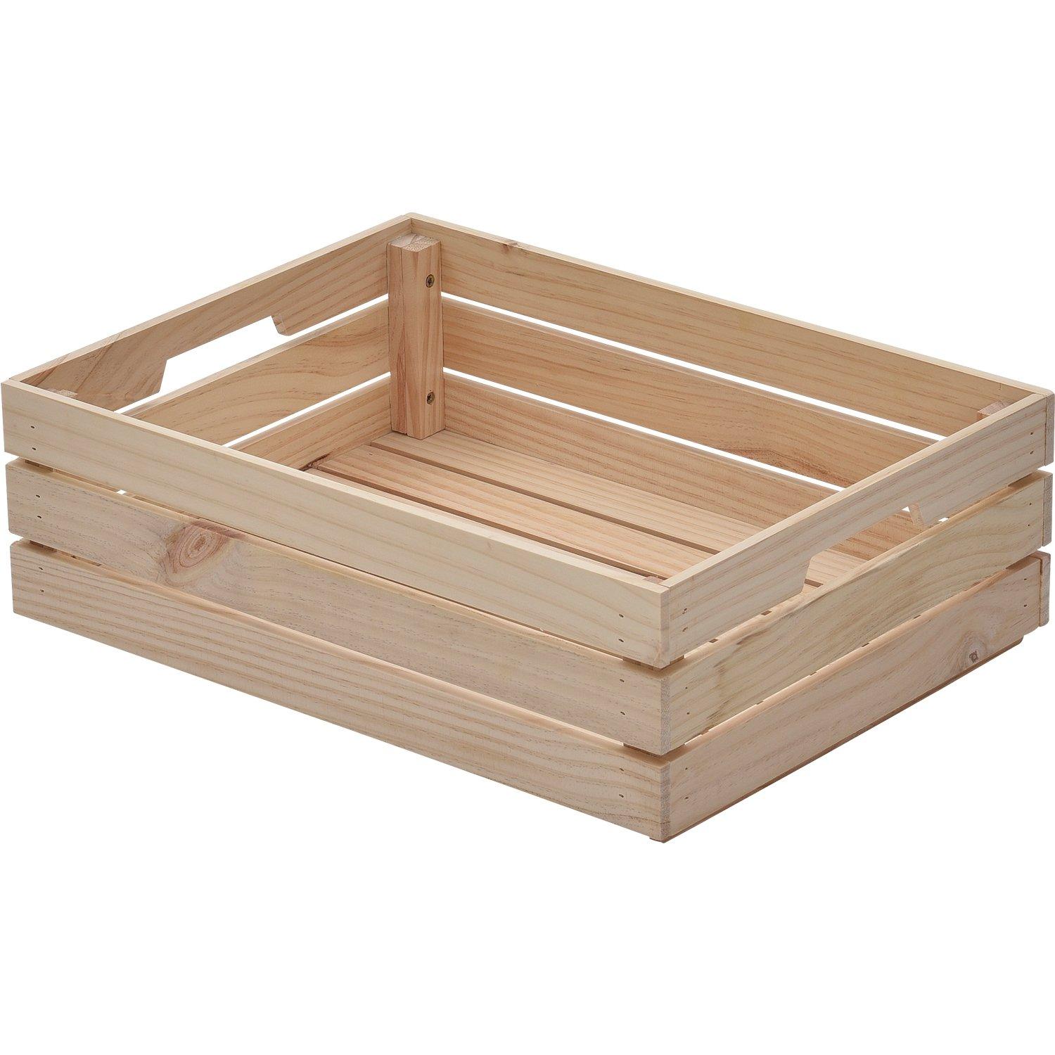 

Yamazen TWB-1550(NA) Wooden Storage Box (Unpainted), Medium, Shallow (500x370x150mm), Stackable