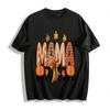 Herbstkürbis-Print MAMA-Buchstaben Lässiges Oberteil Thanksgiving-Stimmung T-Shirt Reines Baumwoll-T-Shirt