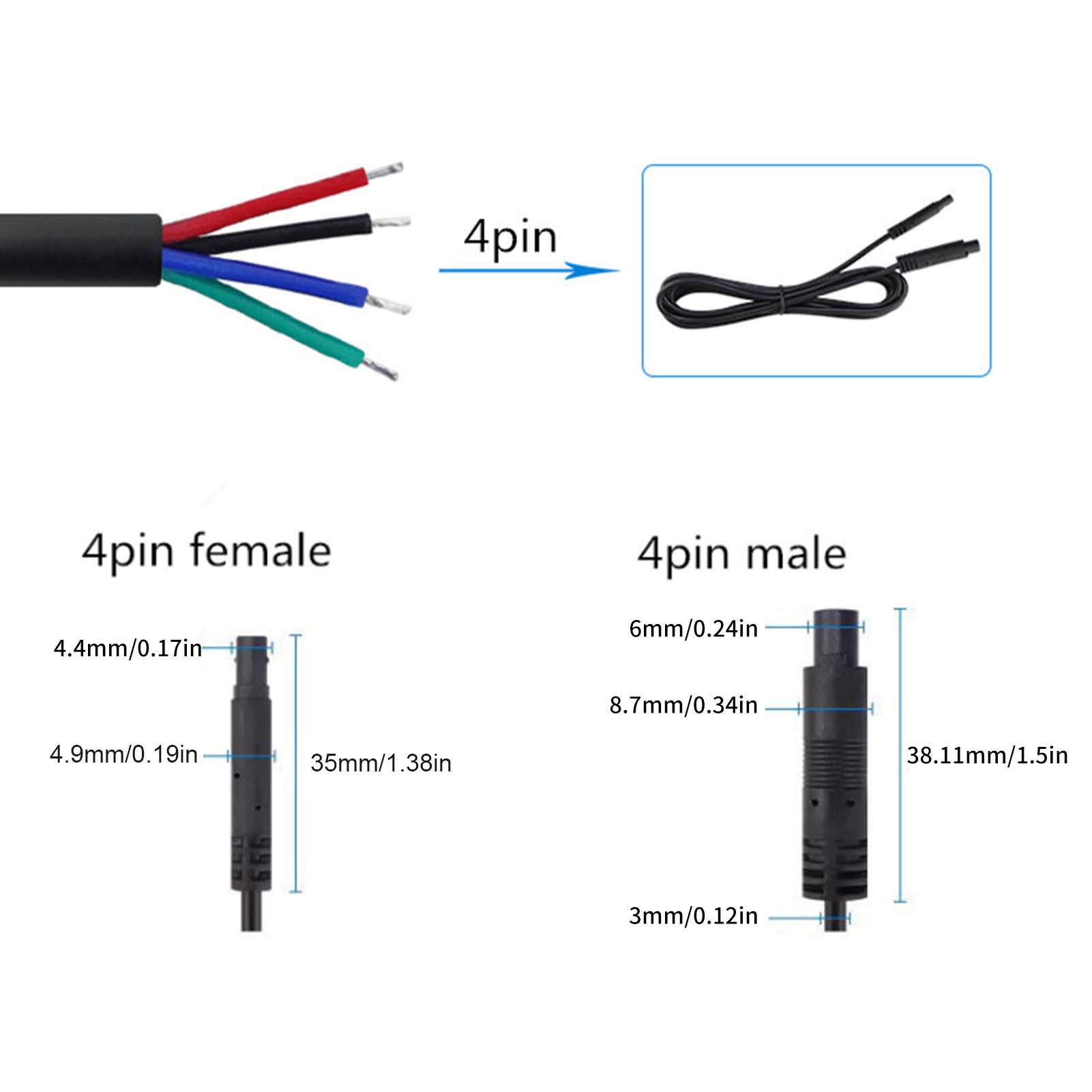 

2.5m 4Pin Car Dash Cam Extension Cable Rear View Backup Camera Wire for 12V 24V Truck Camper Trailer