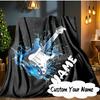 Custom Name Cartoon Guitar Blanket  Ideal Bedding Blanket Perfect for Travel, Camping, Living Rooms, Offices, Sofas, Fan Christmas gift