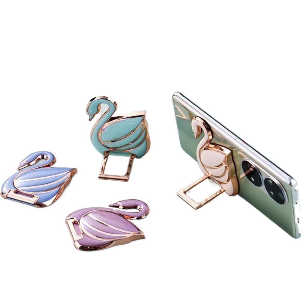 

Phone Case Bracket 3D Folding Mobile Phone Holder Phone Stand Pull Rod Support Swan Ring Bracket