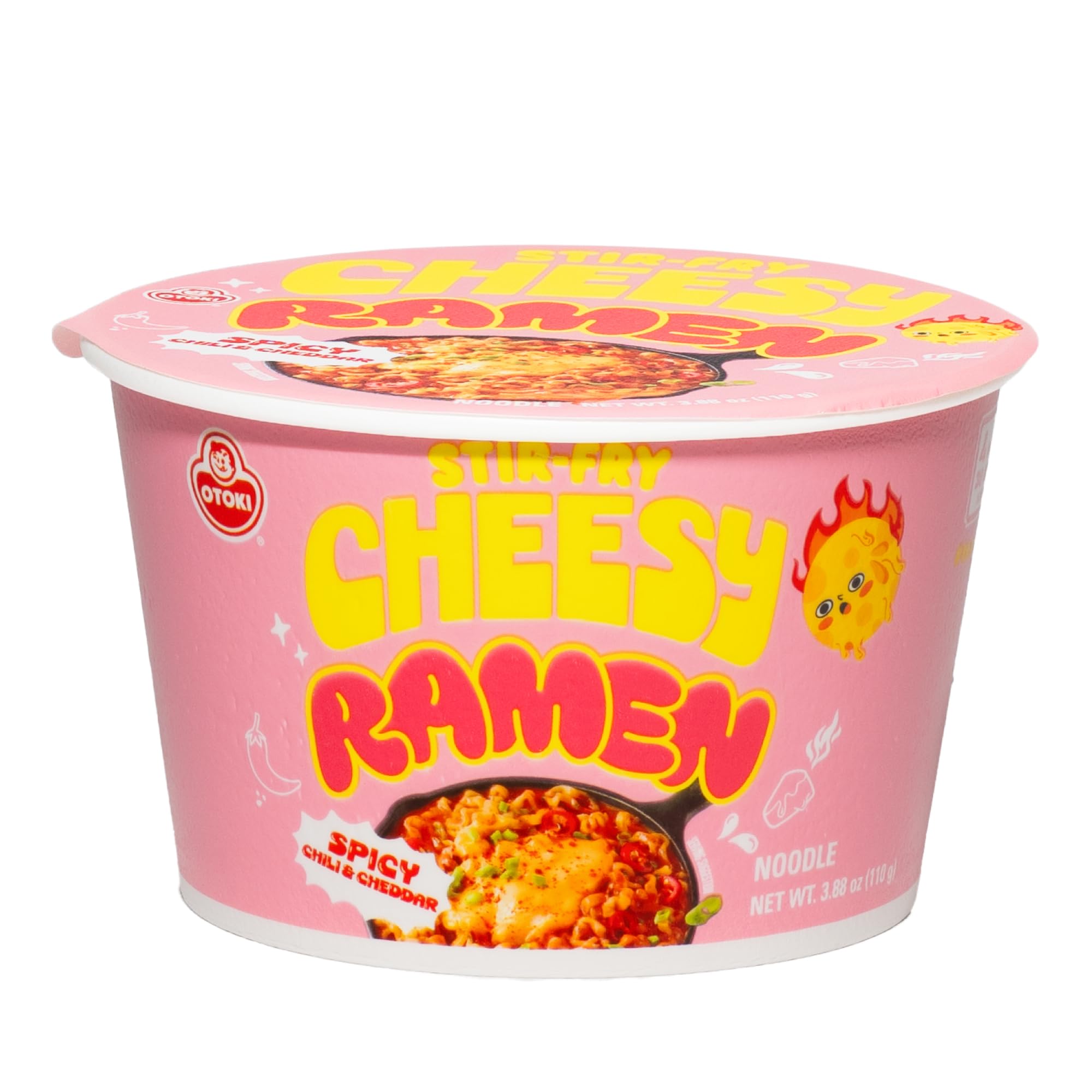 OTOKI Cheesy Stir-Fry Ramen (Bowl) - Spicy Chili & Cheddar Flavor | Bold, Creamy & Cheesy Korean Instant Noodles 110g each | 3.88 oz (Pack of 2)