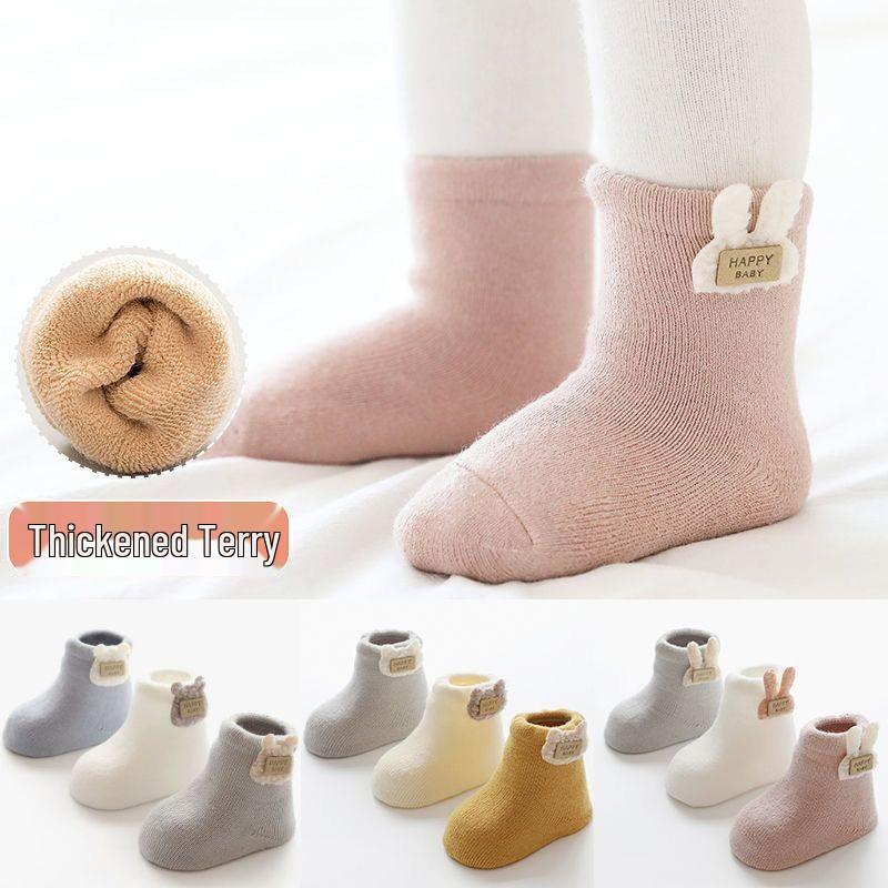 Autumn/Winter Newborn Mid-Calf Plush Terry Cotton Socks for Boys and Girls