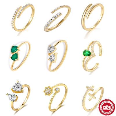 Stylish Simple Ring S925 Sterling Silver Personality Cross Drop Open Ring Cross Hipster Ring
